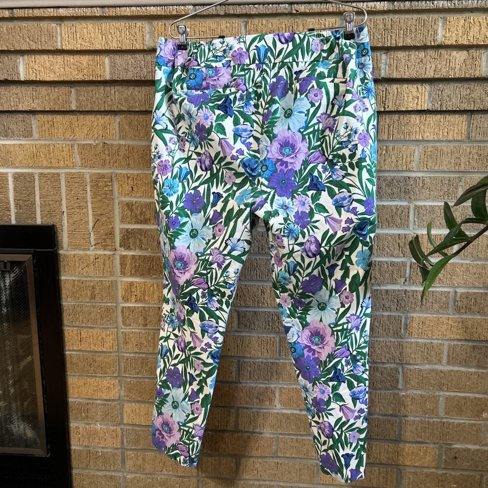 Talbots White Linen Blouse with Floral Ankle Pants - Picture 3 of 8